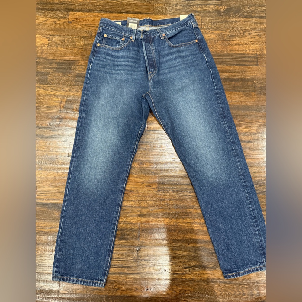 Levi's 501 Cropped Relaxed Womens Dark Blue Jeans 32Wx28L